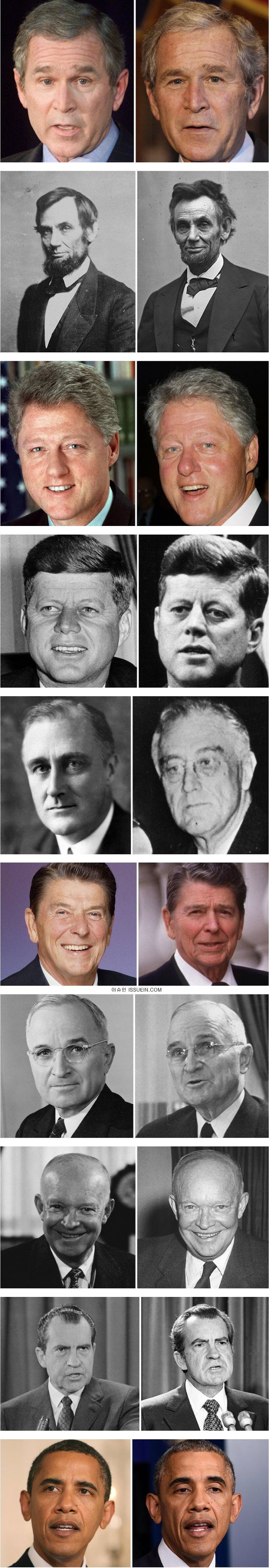 미국 대통령 임기 전 후 얼굴.jpg